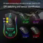 HXSJ J900 USB Wired Gaming Mouse RGB Gaming Mouse with Six Adjustable DPI Ergonomic Design for Desktop Laptop PC Computer Office - Image 2