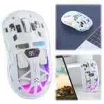 Transparent Mice 2.4GHz+BT5.0 Wireless Gaming Mouse Digital Display Multi Device Connection 5 Level DPI for Laptop/Phone/PC/
