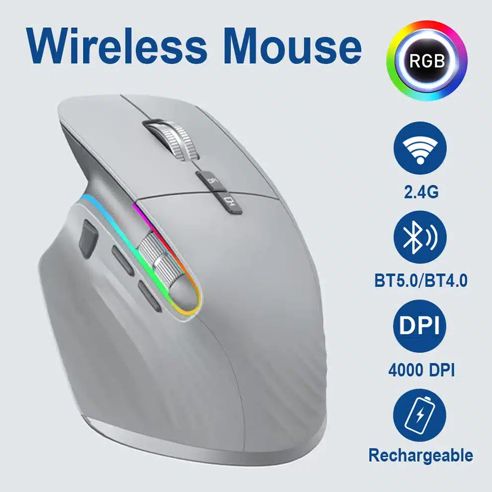 kf-S3406e37cc2514099a3ac9fa279d341e66 Multi-Device Wireless Mouse Bluetooth 5.0 & 3.0 Mouse 2.4G Wireless Portable Optical Mouse Ergonomic Right Hand Computer Mice - Image 1