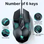 USB Wired Mouse RGB Lighting Effect Mouse Gaming Mouse 6 Keys 3600 DPI Ergonomic Mice Plug and Play For Windows Mac OS Laptop - Image 6