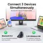 UGREEN Vertical Mouse Wireless Bluetooth5.0 2.4G Ergonomic 4000DPI 6 Mute Buttons for MacBook Tablet Laptops Computer PC Mice - Image 5