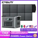 2600W Power Station 400W Solar Panel Portable Solar Generator 2048Wh Lifepo4 Battery 110-220V AC Outlets Power Charging Station