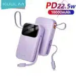 ‌KUULAA 10000mAh Power Bank with Cable for iPhone 16/15/14 Samsung Xiaomi Huawei Portable Charger 22.5W Fast Charging PowerBank