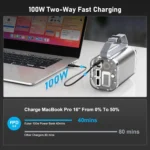 Power Bank 40000mAh 100W Laptop Portable Charger 4 Ports IP67 with LED Lights Power Station Battery Pack for iPhone Laptop - Image 6