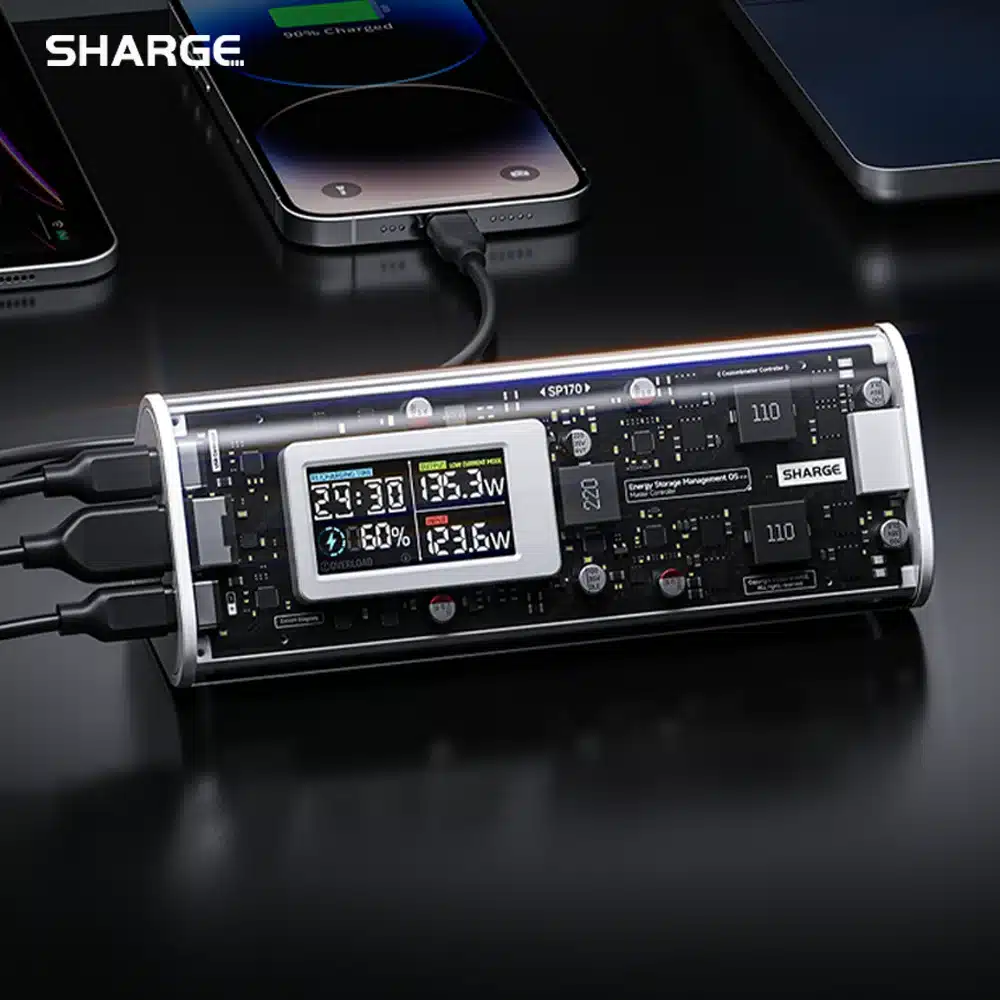 kf-S98f4ec80a49b4ec48ff52bd5a009d6e6e SHARGE Power Bank 24000mAh 170W Output Fast Charge with IPS Smart Screen Display IP66 Waterproof for MacBook Tablet iPhone 15pro - Image 1