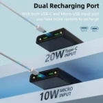 Portable Charger 10000mAh PD 22.5W Power Bank, Slim Battery Pack with 3 Outputs 2 Inputs with LED Display for USB Devices. - Image 3