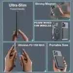 10000mAh Ultra Thin Magnetic Wireless Power Bank PD20W USB TYPE C Portable Fast Charging Battery for Magsafe iPhone 16 15 14 13 - Image 6