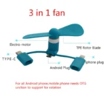 3 in 1 Portable Phone Mini Fan USB Cooling iPhone Android - Image 3