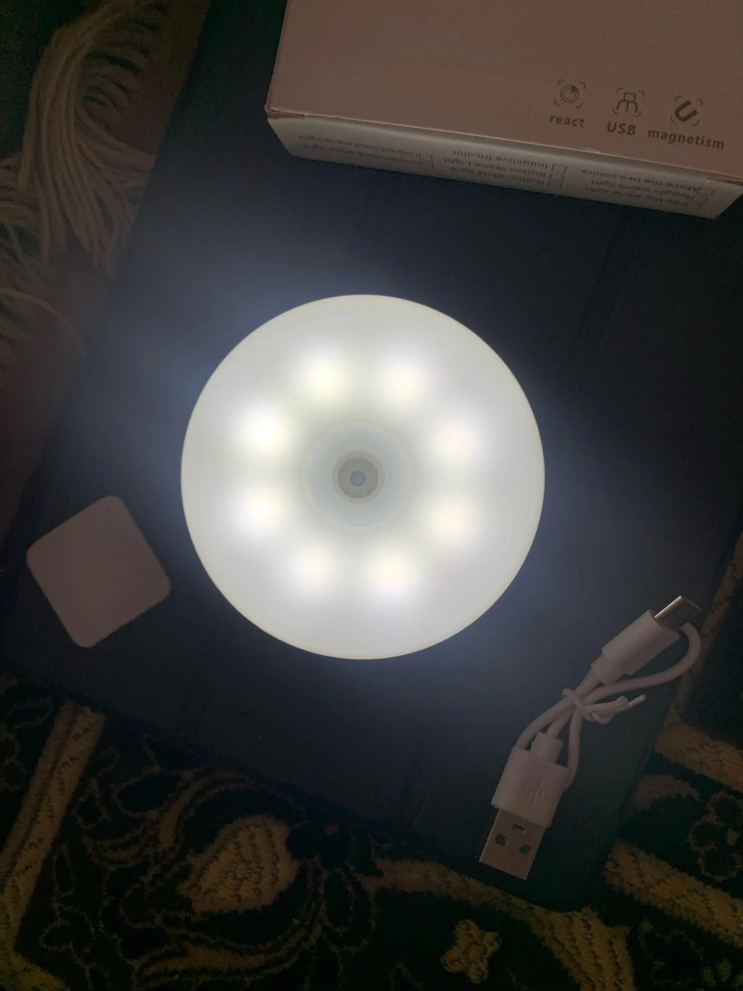 Mini LED Touch Sensor Rechargeable Night Light Round Lamp photo review