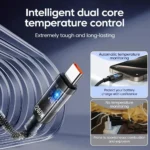 Close-up of USB Type-C connector on 240W nylon braided charging cable