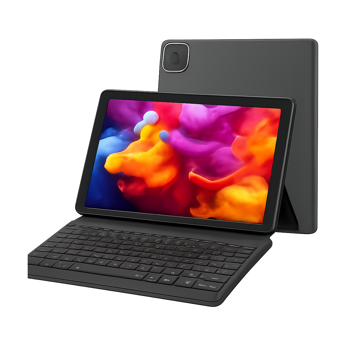 10-inch tablet PC, Android 15 system, quad-core processor, 12 (3+9) GB + 64GB storage, expandable up to 1TB, supports WiFi 6,-bg-clean 10-inch Android 15 tablet with quad-core processor and dual cameras