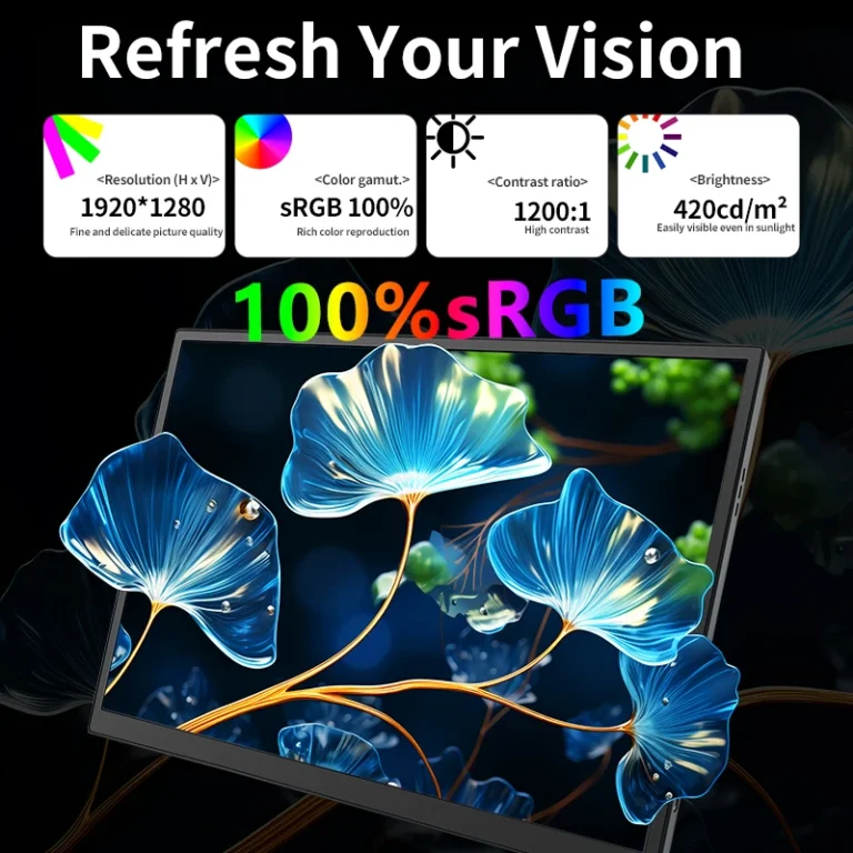 Side view of 10.5 inch portable monitor with HDMI port