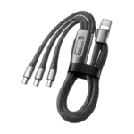 Nylon braided 3-in-1 charging cable with USB-C and Micro USB connectors