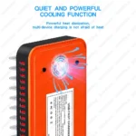 Close-up of USB ports on multi-device charging station