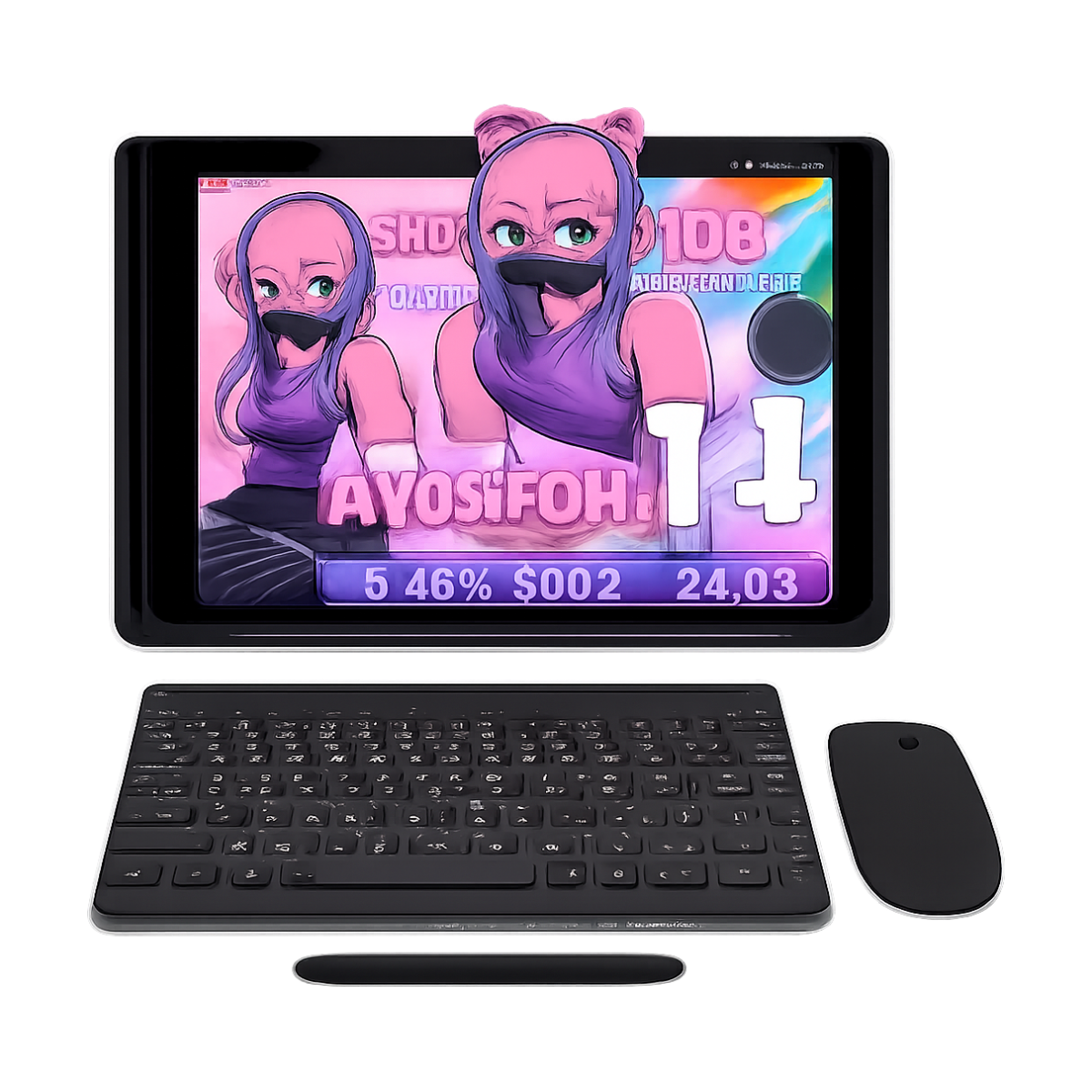 10Inch Tablet Android14 12GB RAM 64GB ROM Octa Core WiFi Dual Camera with Stylus Keyboard Mouse Headphones Case Computer PAD Set-bg-clean 10 inch Android 14 tablet with keyboard and stylus