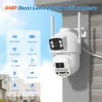 Side angle of 10MP 5K dual lens PTZ wifi surveillance camera