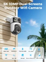 Side angle of 10MP PTZ IP camera with dual lenses