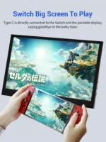 Portable TFT monitor setup displaying gaming content