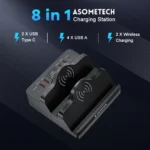 Top view of 110W USB charger with wireless charging pads