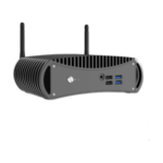 Front view of 11th Gen fanless Mini PC with Intel i7/i5 processors
