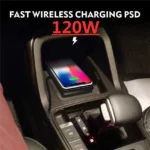 Close-up of wireless charging pad silicone surface in car