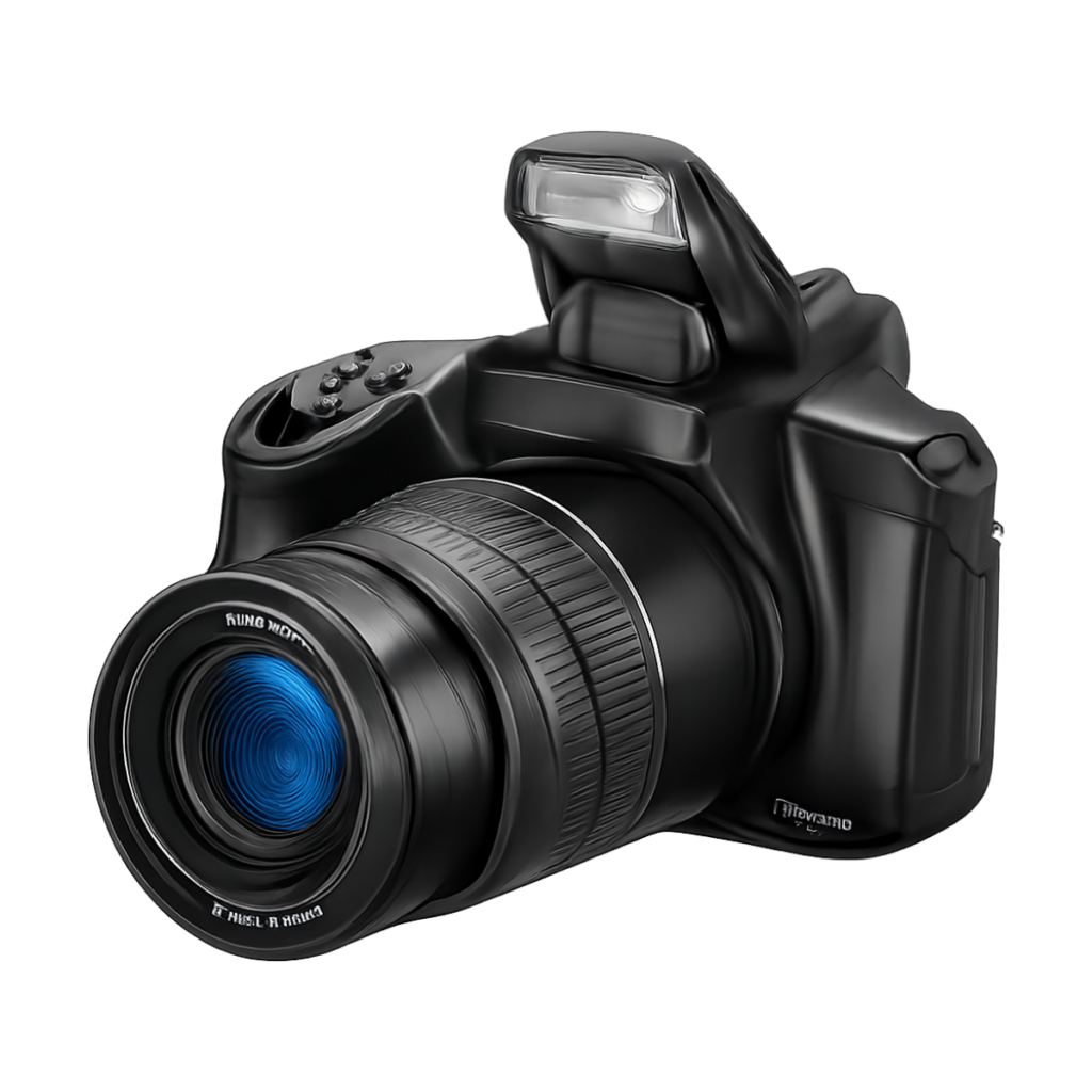 72MP DSLR camera with 12X optical zoom and 270 degree flip screen