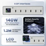 Side angle of 140W USB-C PD Fast Charging Station showing multiple ports