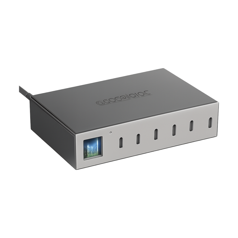ASOMETECH 140W 6-Port USB-C PD Fast Charging Station front view with LED display