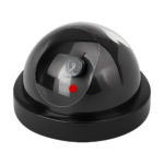 Battery operated dummy security camera with red LED light and no wiring