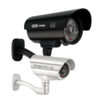 Waterproof dummy security camera with red flashing LED light for indoor and outdoor use
