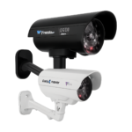 Waterproof dummy security camera with red flashing LED light for indoor and outdoor use