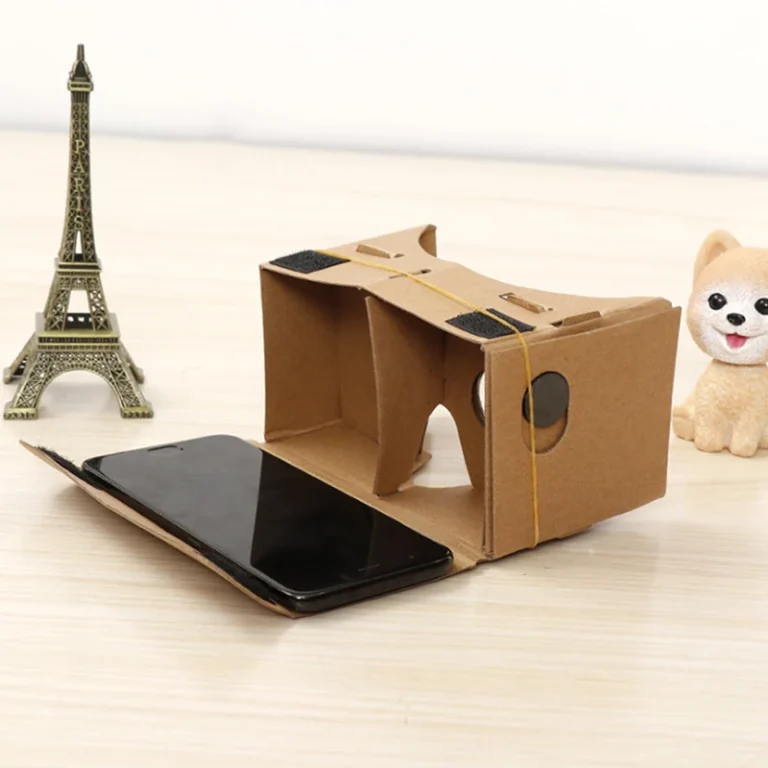 Assembled Google Cardboard 3D VR glasses side angle
