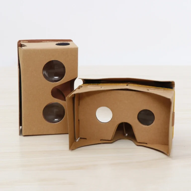 DIY Google Cardboard VR headset front view with smartphone