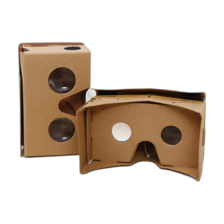 DIY Google Cardboard VR headset front view with smartphone