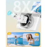 Pink digital camera highlighting flip screen feature