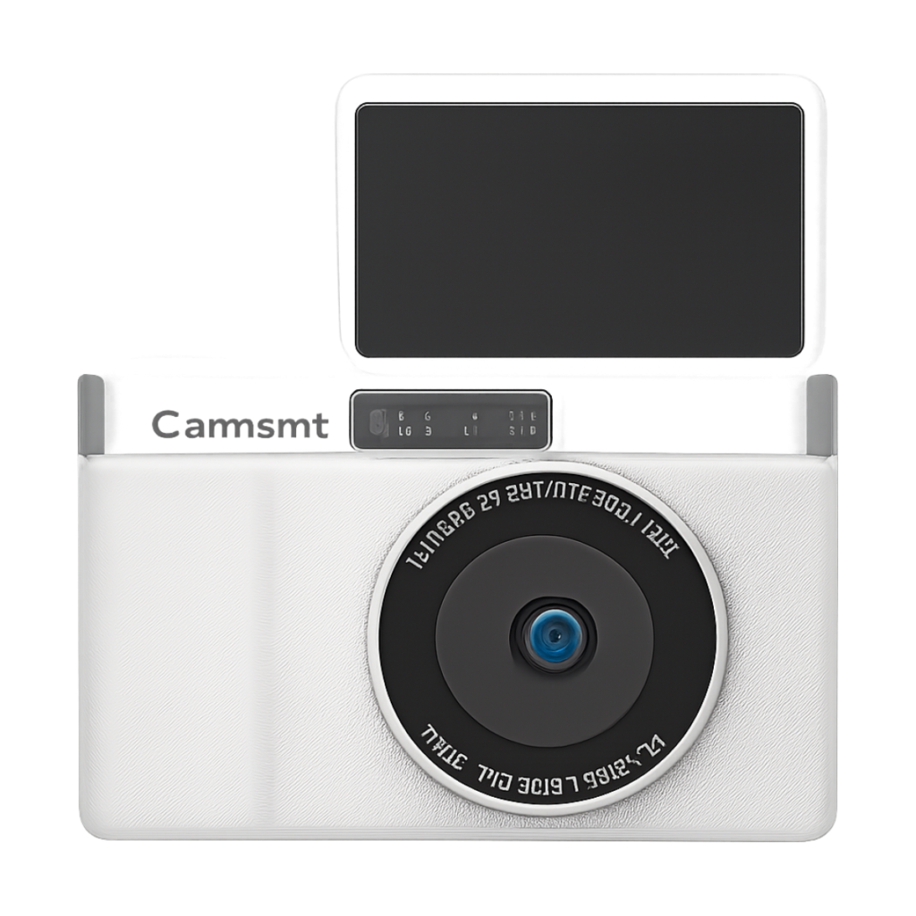 Front view of 2.4 inch screen digital camera in white