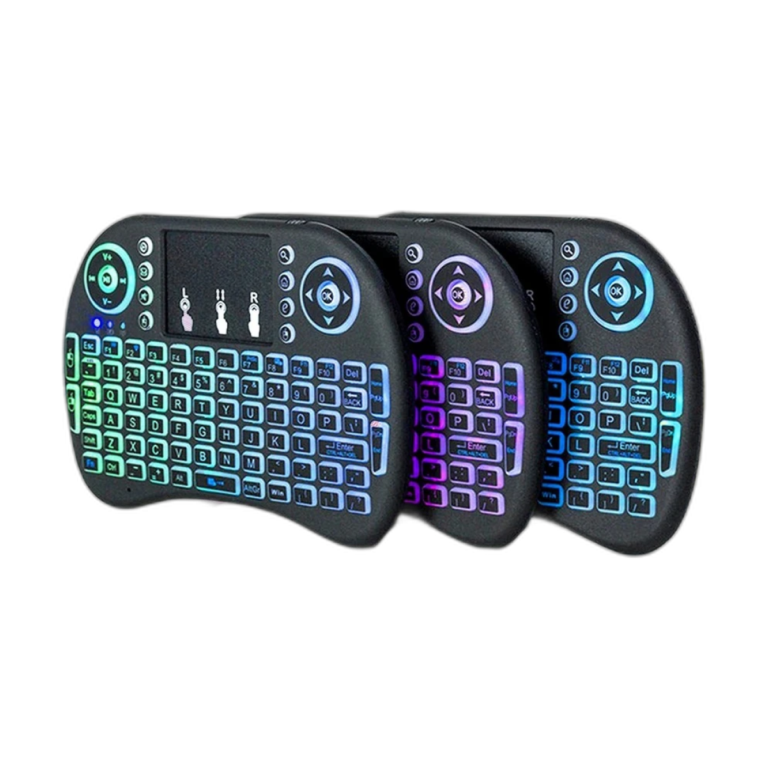 i8 2.4G wireless air mouse with touchpad and multicolor backlit mini keyboard