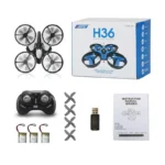 JJRC H36 drone with USB charging cable and accessories