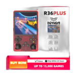 2025 R36S Plus handheld console front view with 4 inch IPS screen