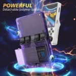 R36S Plus handheld console displaying retro game on 4 inch screen