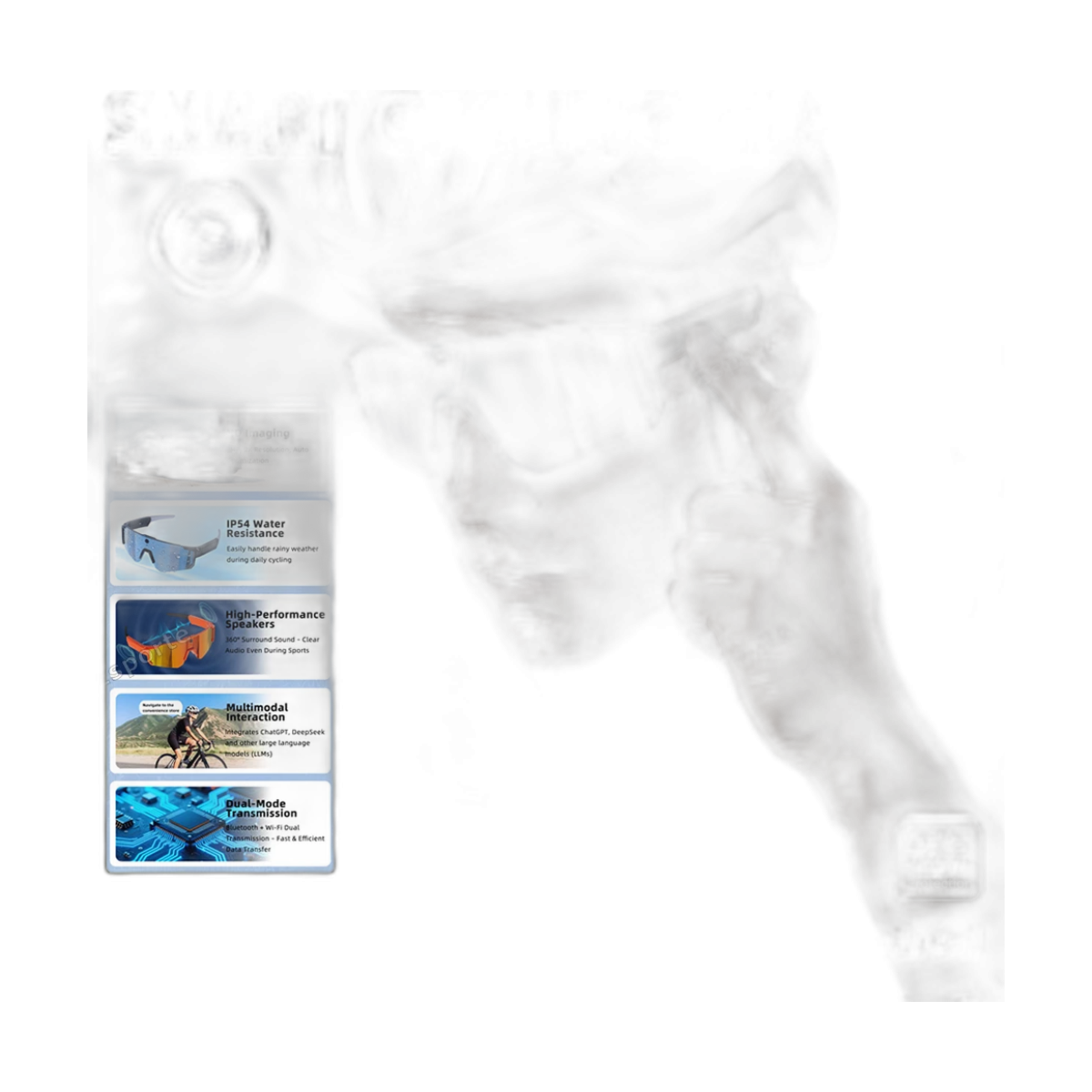 2026 New 4K HD AI Smart Cycling Glasses Men 800MP Camera Goggle BT Call AI Translation Voice Assistant Control Sunglasses Women-bg-clean 4K AI smart cycling glasses with 800W camera and Bluetooth call features