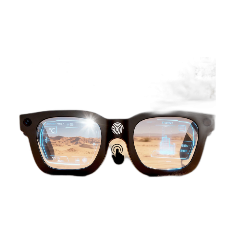 2026 AI SmartGlasses front view with dual 8MP cameras