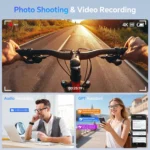 Close-up of dual-lens 8MP camera on smart AI glasses