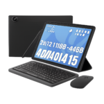 2026 Android 15 10 inch tablet with keyboard, mouse, stylus, headphones, and case set