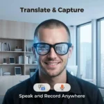 Smart glasses displaying video recording feature