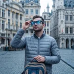 Business style oval frame smart glasses with AI camera