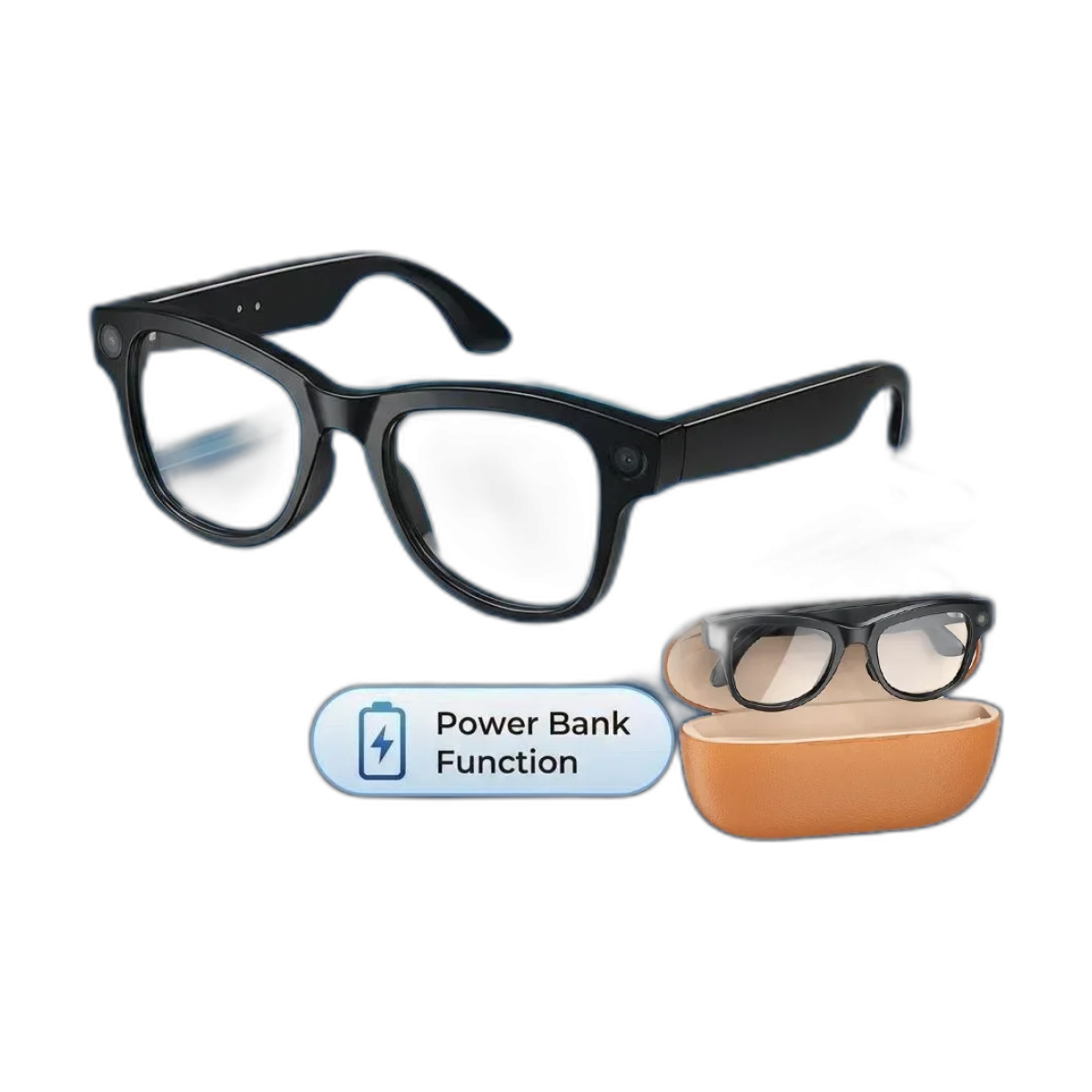 2026New 800W Pixel Camera Smart Glasses Men Video Recording AI Photo Recognition Bluetooth Call Voice Translation Sunglasses Ma-bg-clean 800W Pixel AI Smart Glasses front view with oval frame