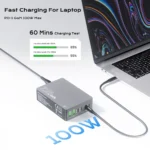220W GaN charger showing USB Type-C and USB-A ports