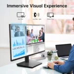 Close-up of monitor screen with vibrant colors and zero-frame design