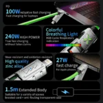 Close-up of braided 240W USB-C charging cable connector